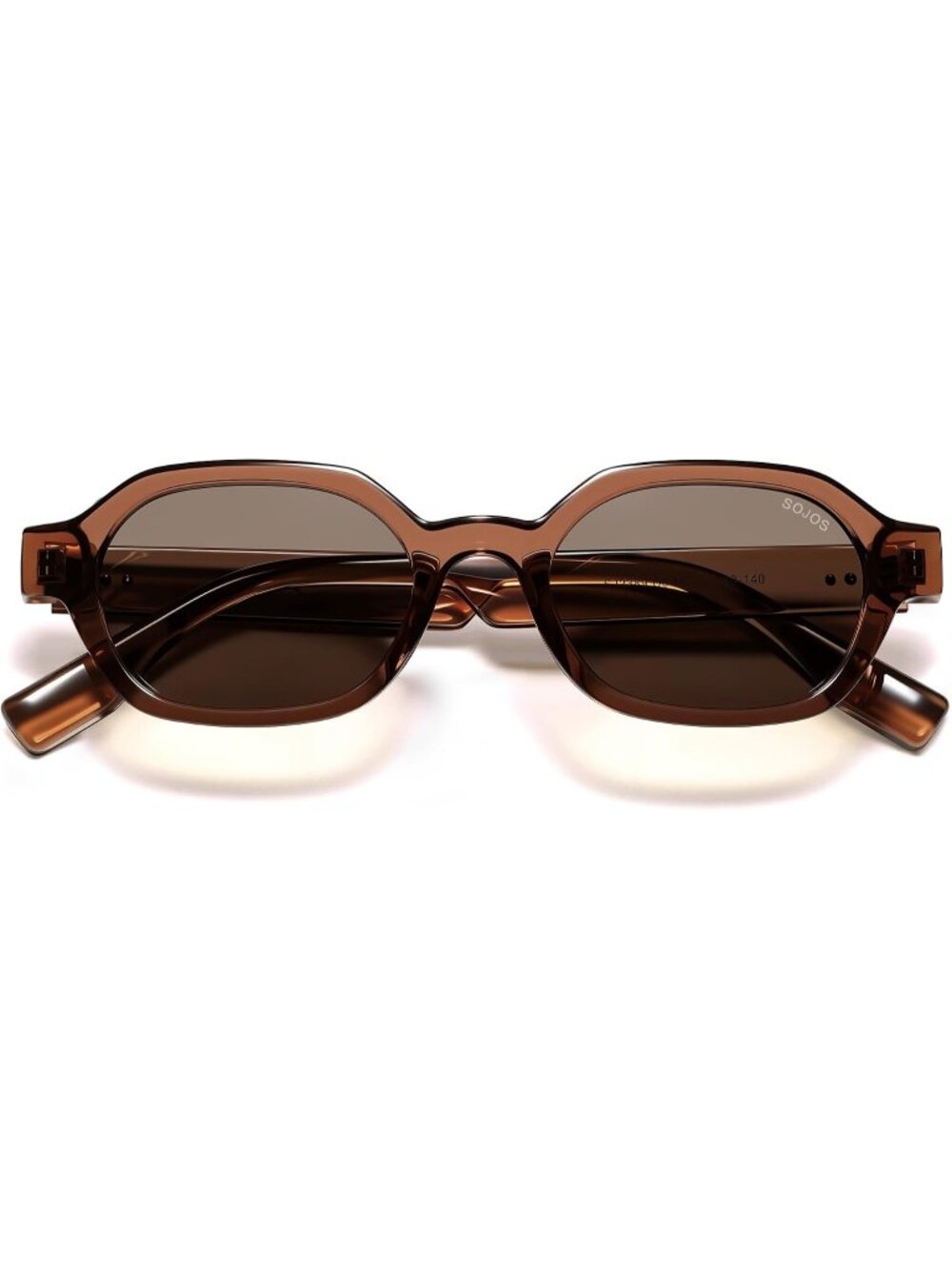 Unisex Brown Carbon Retro Classic Polarized Hexagonal Rectangle Sunglasses